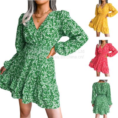 New sexy floral chiffon dress women