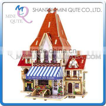 Mini Qute 3D Wooden Puzzle French Flower Shop architecture famous building Adult kids model educational toy gift NO.F126