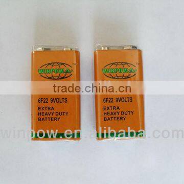 9v carbon zinc battery 6f22 dry cell battery with high quality