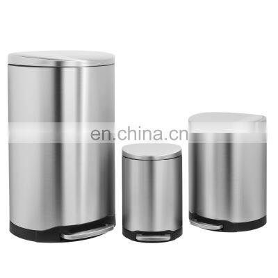 Pedal Kitchen Bin Stainless Steel Round Garbage Can Trash Can