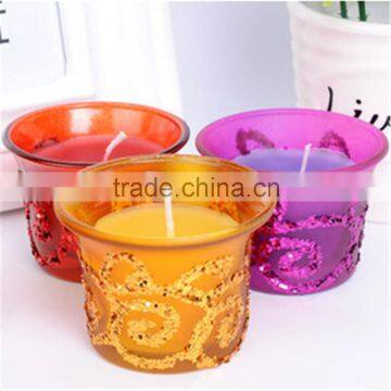 bronzing glass tealight candle holder with wax glass votive candle holder