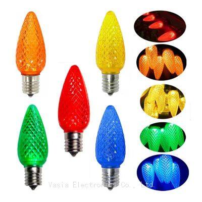 110v 0.8w Colorful C9 E17 Base Christmas Light Bulbs C9 Replacement Led Faceted Bulbs