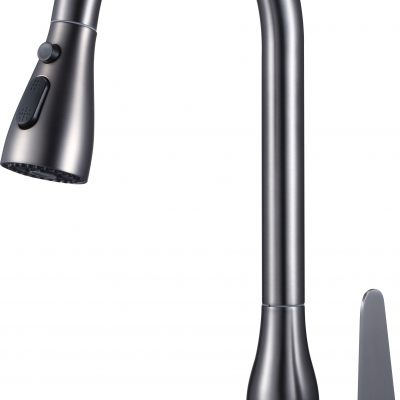 Single Handle Kitchen Faucet with PullDown Sprayer Single Level Single Hole SUS304 Sink Faucet Brushed/Electroplate/GunmetalGrey