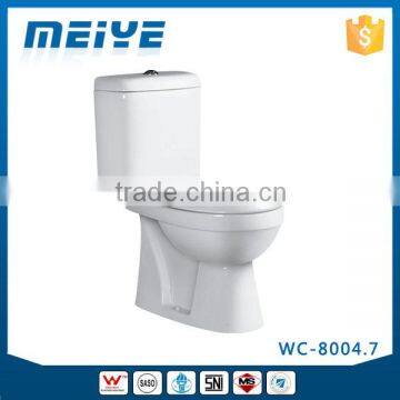 WC-8004.7 Washdown Two-piece Toilet with Soft Closing Cover Ramp Down Closer, Water Closet Toilet Bowl