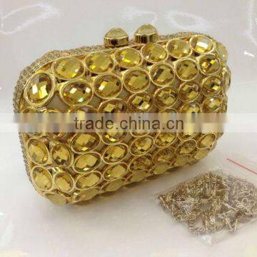 wholesale gold metal crystal evening bags clutch party bag in stock