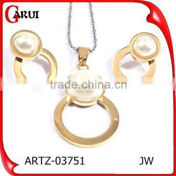 Earring & necklace women circle pendant pearl pearl jewelry