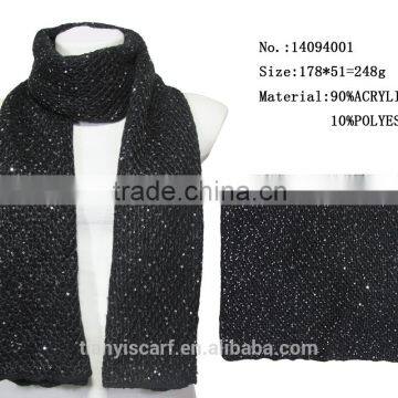 New Latest Knit Scarf with Logo Factory Custom Made Sequin Acrylic Long Scarf for Winter