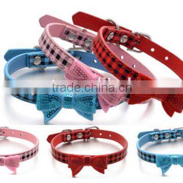 Wholesale Dog Collar Supplies Square Sequins Embroidery Bows Pet Collar photo-3
