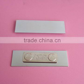 new arrival 73mm silver oblong blank name badge magnet