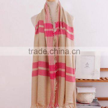 New Style Korea Fashion Woman Winter Tassel Plaid Acrylic Shawl photo-2