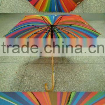 Stripe Rainbow Wooden Heart Transfer printing umbrella