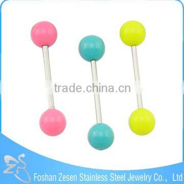 2016 Body Jewelry Wholesale Colorful Tongue Piercing Pearl Tongue Ring