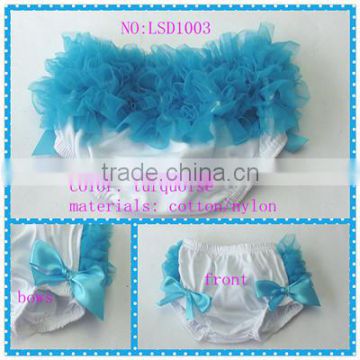 wholesale turquoise kids bloomers, newborn ruffle butts rompers, babies chiffon ruffle diaper cover