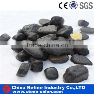 Polished natural black river pebble stone