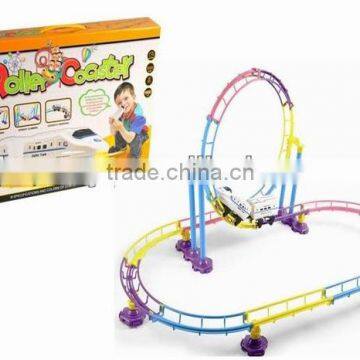 Funny model railway car rail car track with light