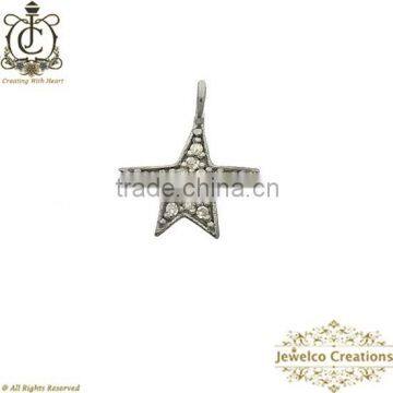 925 Silver Charm, Pave Star Charm Jewelry, Diamond Charm Pendant, Handmade Charm Jewelry, Diamond Silver Charm, Designer Charm