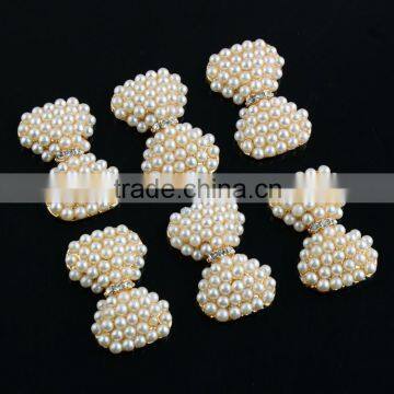 30mm Wholesales Price AAA Quality Alloy Pearl Bows Crystal Rhinestone Button for WeddingJewelry Garment Accessory