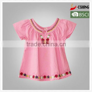 Baby girls cotton embroidered cute pink blouse