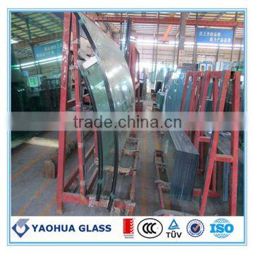 2.5*2.7m bent tempered glass for commercial