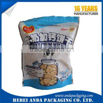 Self standing resealable cookie bags/packaging cookies zipper bags/stand up biscuit bags