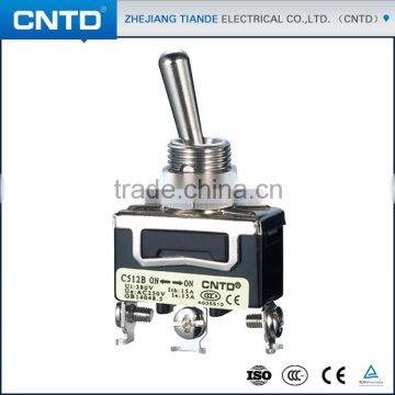 China CNTD 2 Position 12mm Mounting Hole 15A 250V Spring Return Waterproof ON-ON Toggle Switch SPDT C5R12B