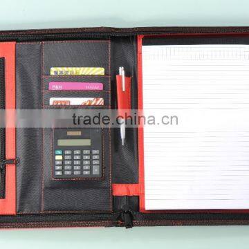 Leather Compendium Folder / customized conference folder / business zipper pu folder portfolio