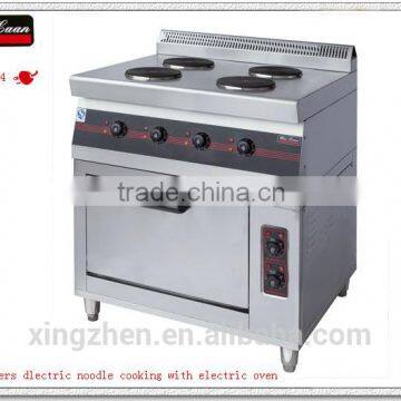 Free standing noodle cooking range with electric oven