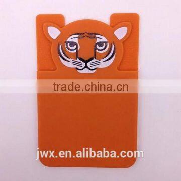 Orange tiger silicone business card holder for mobile phone