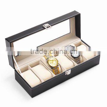 Different Grids Luxury Black Leather Watch Storage Box photo-3