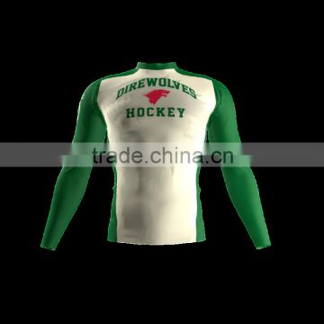 Polyester Spandex Long Sleeves Direwolves Compression Shirt / Rash Guard with Club Logo, Player Name and Number at Sleeves