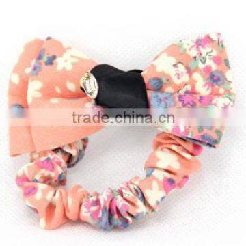 colorful print scrunchy with bow hair accessories for girl