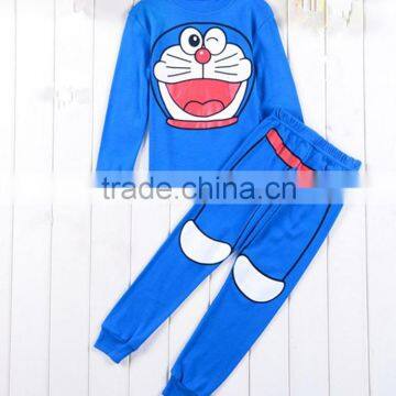 Wholesale 100%Cotton Cartoon Boys Clothing of Doraemon Kids Pajamas