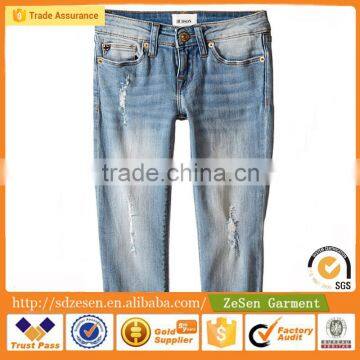 Blasted Blue Crop Jeans China Wholesale Clean Apparel For Kid photo-3