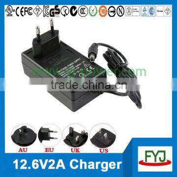 charger lithium battery 12.6v 2000ma for 3S 11.1v lithium battery pack YJP-126200