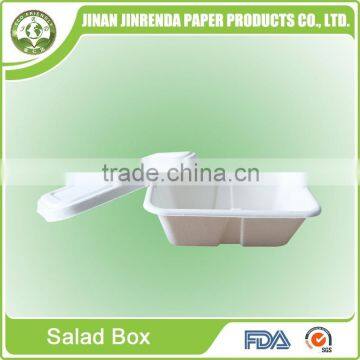 Disposable sugarcane or paper pulp salad box