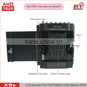 car dvr 4 ch hdd with AHD 960H D1 VGA D1 option, 4 Channel SATA Hard Disk Mobile DVR with Free CMS Software, X9s