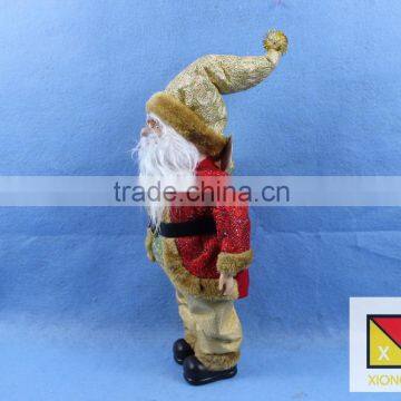 Luxurious Standing Santa Claus Christmas Figure in Red Holly Berry Coat With Corduroy Pants photo-2