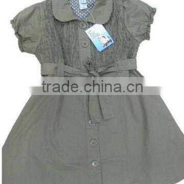 kids fashion dress short sleeve baby girl dress with collar