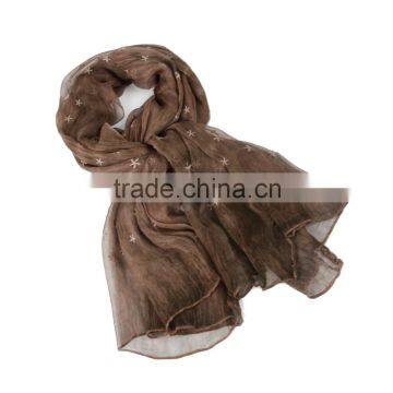 New Fashion Long Big Size Embroidery YoYo Silk scarf Silk Shawl Silk Wrap