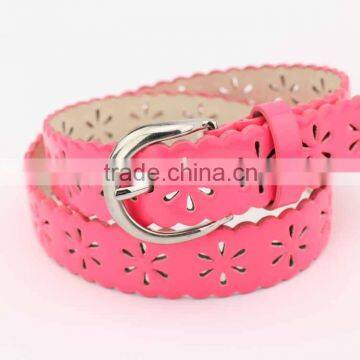 Women and kids fashion punching belt with Candy color glazed PU