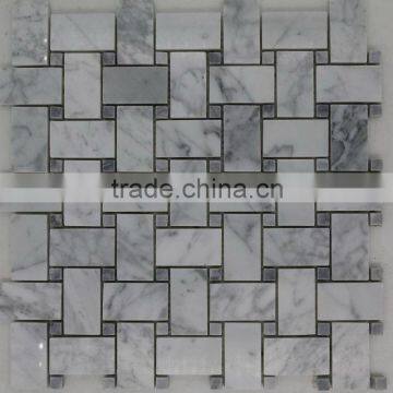 white marble stone with grey vein mosaic wall tile