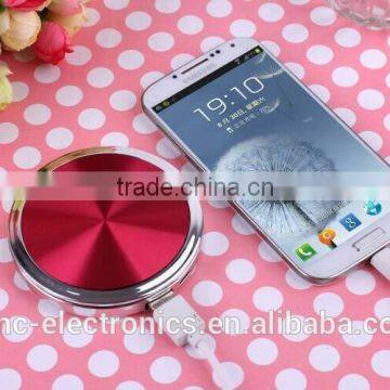 Fashion design portable mirror power bank with cable usb mobile charger for women and promotional gift
