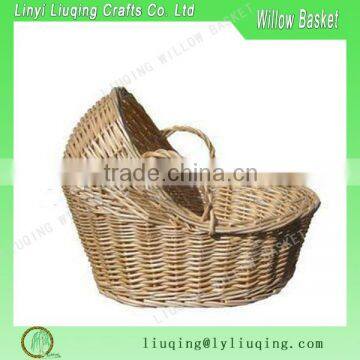 Factory Wholesale Bulk Willow Baby Basket With Handle Willow Baby Moses Basket Wicker Baby Bassinet