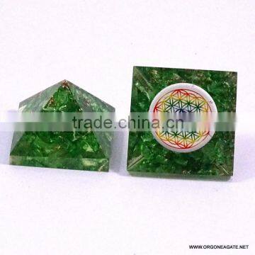 Wholesale Flower Of Life Symbol Orgone Baby Pyramid - Green Onyx