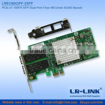 LREC9042PF-2SFP PCIe x1 100FX Dual SFP Port Fiber NIC (Intel 82580 Based) Latest Modle