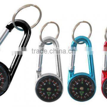 Mini Cheap Aluminum Portable School Carabiner with Compass for promotion