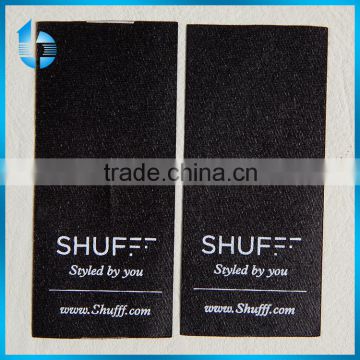 Black satin silk screen printed clothing fabric label for yugur ethnic costume