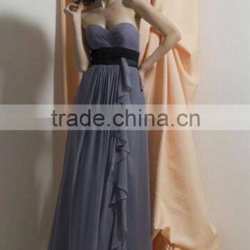 2014 Grey Simple Cheap Bridesmaid Dresses Gowns Sweetheart Floor Length A Line Pleating Formal Dresses Gowns