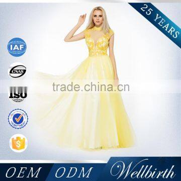 Haute Couture Yellow Crystal Detailing Patterns Evening Dresses Free                        
                                                Quality Choice