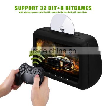 DVD headrest with 10.1 inch 1080p touch screen HDMI FM IR USB SD 32bit Wireless Game